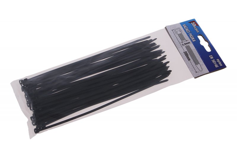 Páska viazacia 200 x 3,6 mm 50 ks čierna 23814 /23951/
