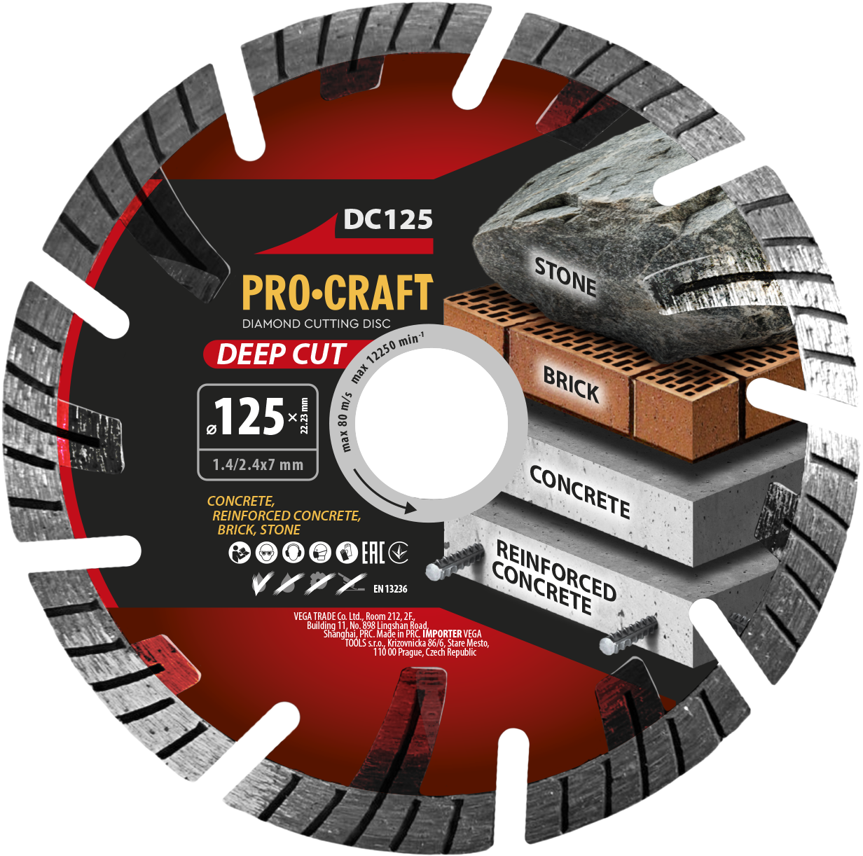 Diamantový rezný kotúč Deep Cut Procraft DC125 | DC125 Diamantový rezný kotúč Deep Cut Procraft DC125 | DC125