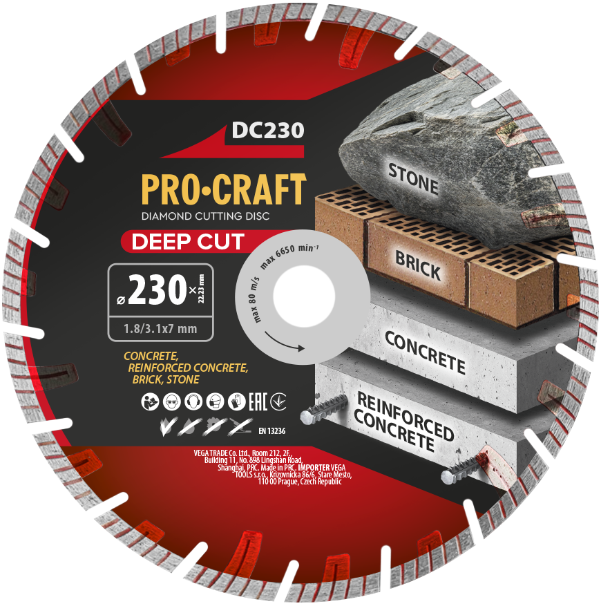 Diamantový rezný kotúč Deep Cut Procraft DC230 | DC230 Diamantový rezný kotúč Deep Cut Procraft DC230 | DC230