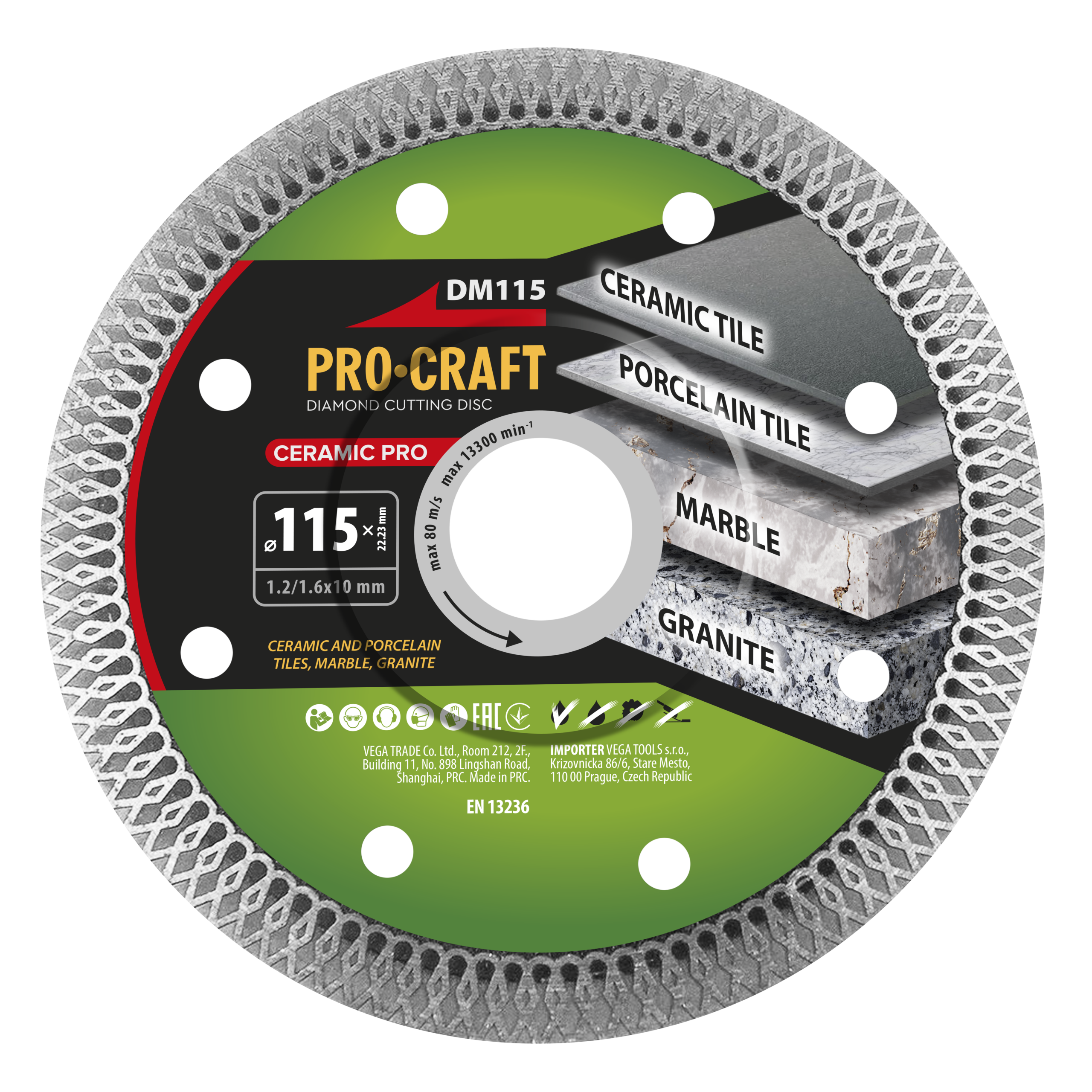 Diamantový rezný kotúč Ceramic PRO Procraft DM115 | DM115 Diamantový rezný kotúč Ceramic PRO Procraft DM115 | DM115