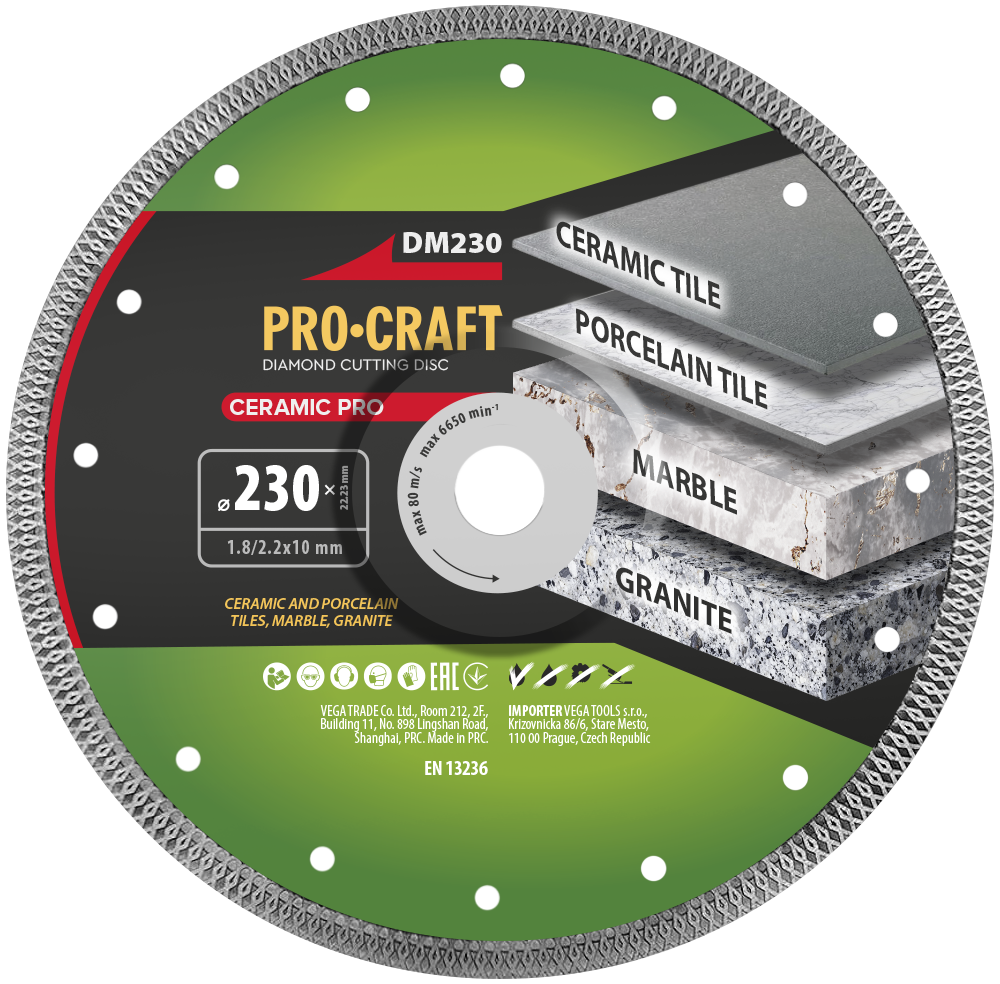 Diamantový rezný kotúč Ceramic PRO Procraft DM230 | DM230 Diamantový rezný kotúč Ceramic PRO Procraft DM230 | DM230