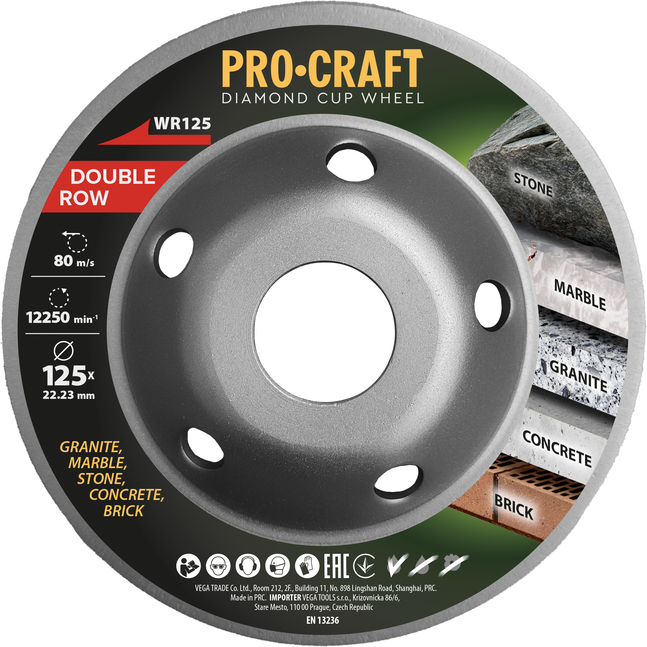Diamantová brúsna čaša Procraft WR125 Double Row | WR125 Diamantová brúsna čaša Procraft WR125 Double Row | WR125