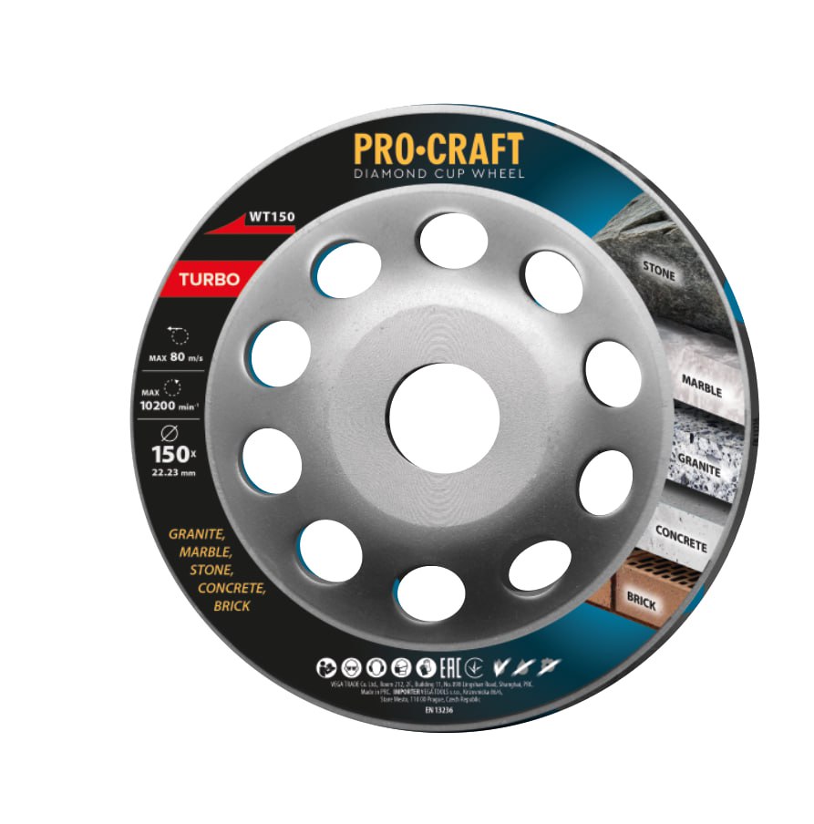 Diamantová brúsna čaša Procraft WT150 Turbo | WT150 Diamantová brúsna čaša Procraft WT150 Turbo | WT150