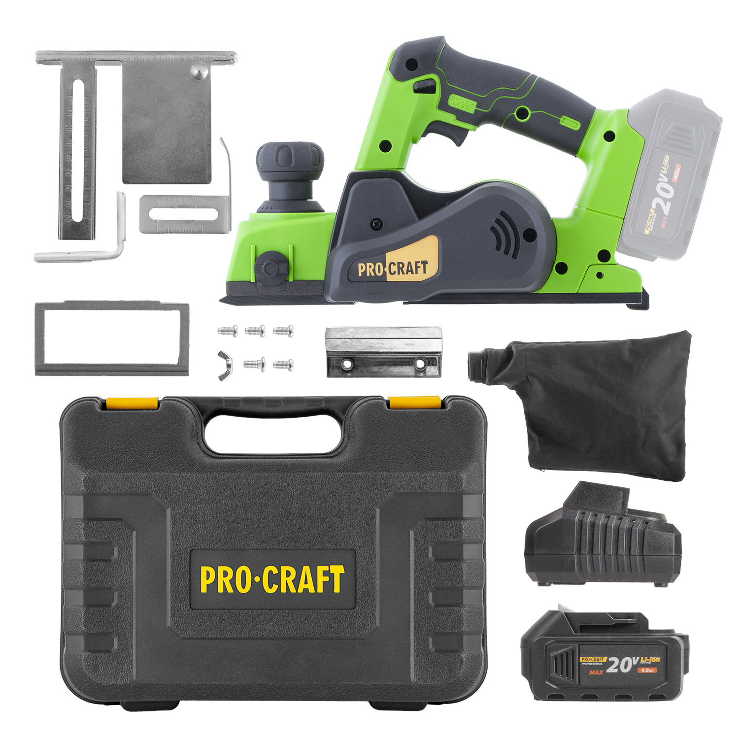 Sada aku hoblík Procraft PE20BL s bateriou 20V 4Ah a nabíjačkou 20/1 | SPE20BLbb-20/4-20/1 Sada aku hoblík Procraft PE20BL s bateriou 20V 4Ah a nabíjačkou 20/1 | SPE20BLbb-20/4-20/1