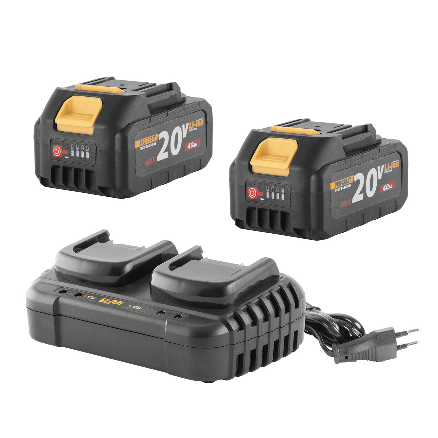 Sada dve batérie 20V 4Ah Procraft 20/4 ATA-40B a nabíjačka na dve batérie 20/2 | S2x20/4ATA-40B-20/2 Sada dve batérie 20V 4Ah Procraft 20/4 ATA-40B a nabíjačka na dve batérie 20/2 | S2x20/4ATA-40B-20/2