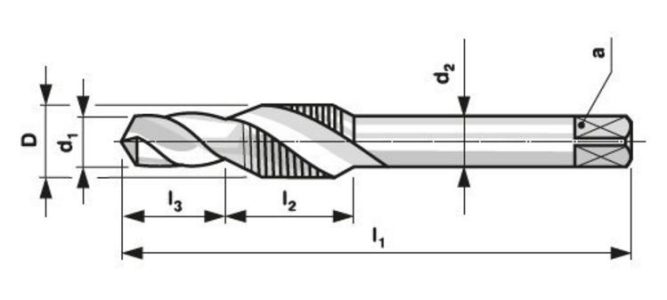 Závitník kombinovaný HSS 2N M8