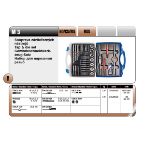 Súprava závitorezných nástrojov M3 - Hobby HSS 360120