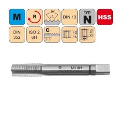 Závitník sadový ručný 3010 M 6 II. ISO2 HSS