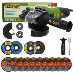 Uhlová brúska Procraft PW1050 + 10x rezací kotúč CD125x1